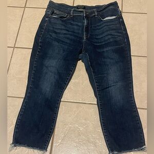 Judy Blue Women’s Dark Wash Stretchy Cropped Jeans Raw Hem Size 20W